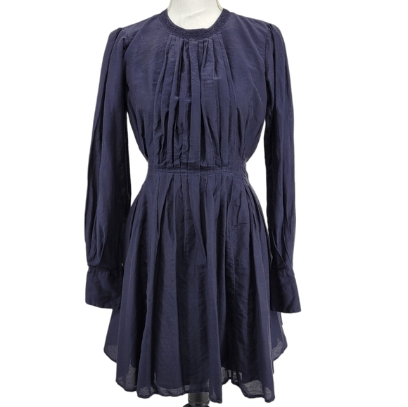 JOIE Pleated Dark Blue Dress With Zip up Back Made of a silk Blend Size 4 🖤 - Picture 3 of 13